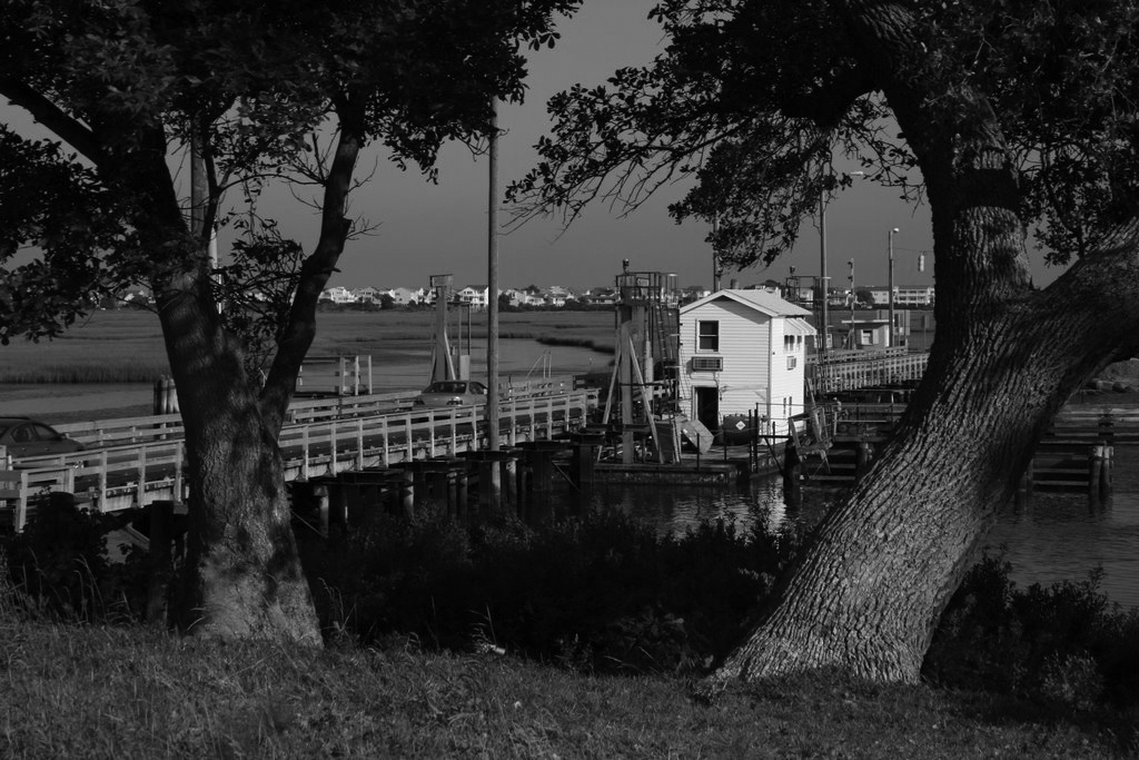 The Old Sunset Beach Bridge Black and White