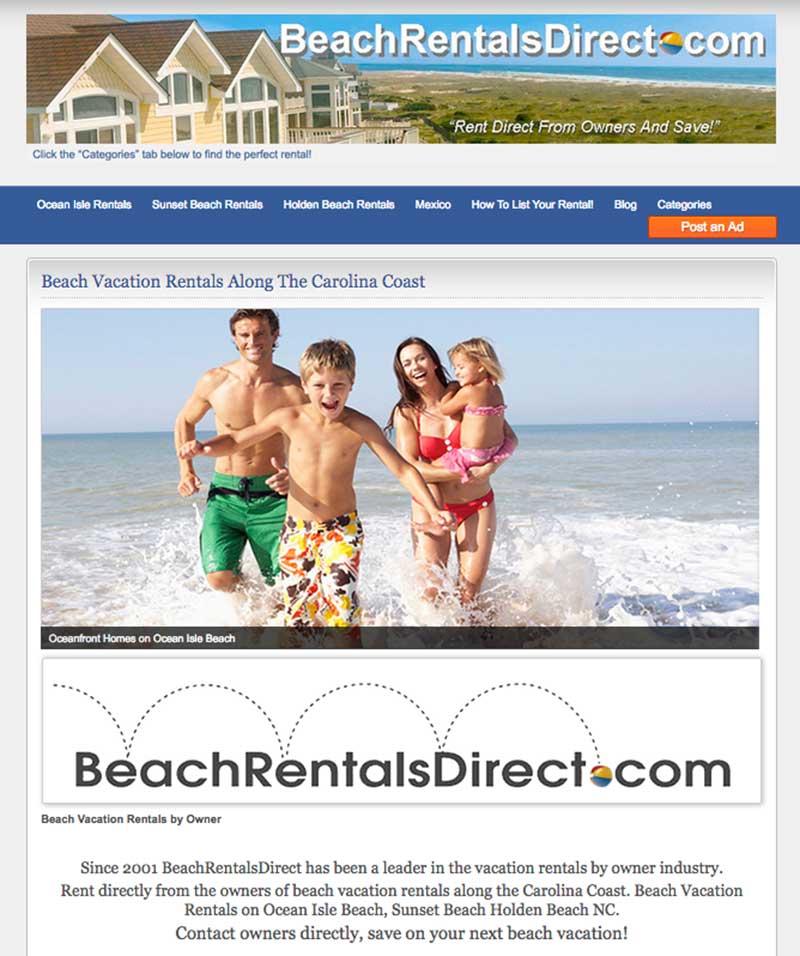 BeachRentalsDirect.com Sunset Beach NC Vacation Rentals By Owners