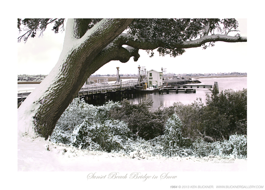 Sunset Beach Bridge in Snow